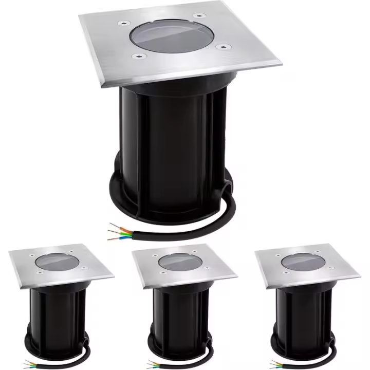 Lote de 10 Focos Cuadrados Empotrables de Suelo para Exterior en Acero Inoxidable 304 - IP65 GU10 - para jardín (Bombilla no incluida) - 1
