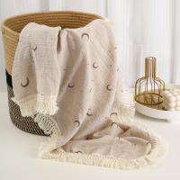 Manta De Algodón Muselina Para Bebé Con Borlas Swaddle Recibimiento Para Recién Nacidos Funda De Cuna Y Silla De Coche - details 2