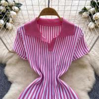 YuooMuoo Vestido Corto A-Line De Moda Y2K Para Mujer Manga Corta Estilo Casual Rayado Tejido Suave Vestido De Verano Para Calle Mujeres - details 21