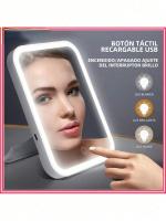 Espejo De Maquillaje LED Con Ajuste De Brillo Y Giratorio Incluye Almacenamiento Y Cargador USB Para Tu Belleza Diaria - details 0