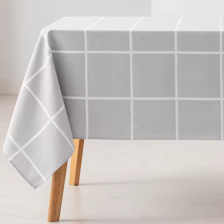 GAMUSI - Mantel antimanchas rectangular jacquard, impermeable, tacto tela, caída natural, algodón combinado diseño a cuadros grandes FRAME - 1