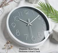 12 \ "reloj de pared moderno mudo silencioso péndulo de pared para cocina sala de estar dormitorio-gris - details 1