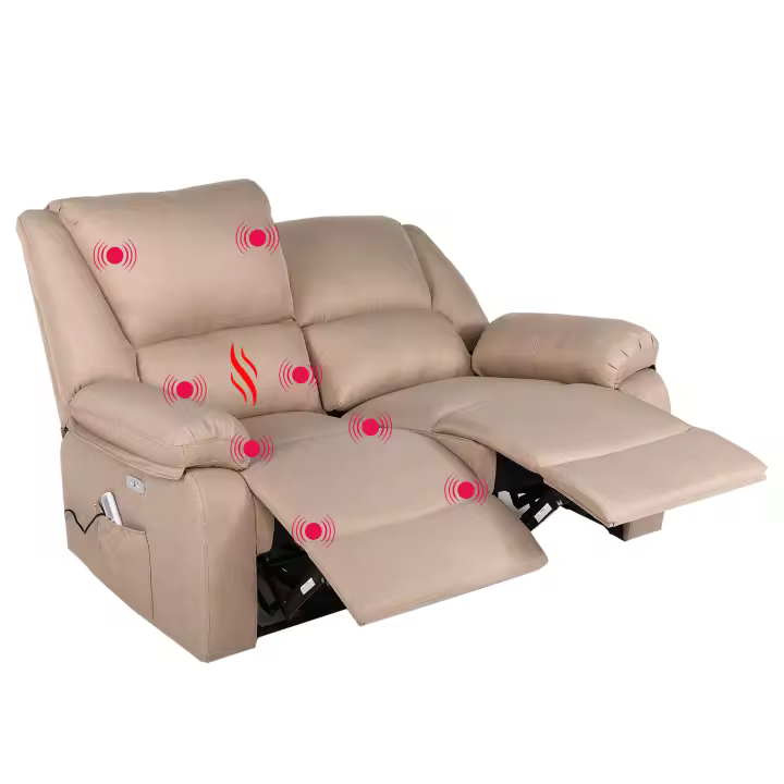 Eco-De Sofá 2 Plazas con Reclinación Independiente Eléctrica y Masaje - Modo Reclinable TV Independiente en Cada Lado, 8 Vibro motores, Calor Lumbar, Doble Botonera, Doble USB - 1
