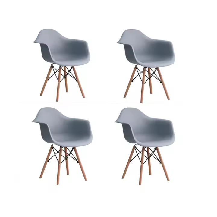 Juego de 4 sillas  con patas de madera repozabrazo, mueble estilo nórdico medieval, para escritorio, comedor, dormitorio, balcón o restaurante BAR hosteleria, OFICINA Mesa de comedor nórdica cocina - 1