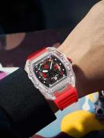 Reloj De Cuarzo Para Hombre Moda Nueva Deportiva Y Elegante Reloj De Pulsera De Lujo Con Correa De Silicona Estilo Tonneau - details 1