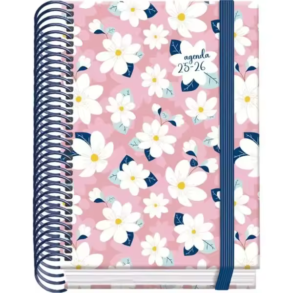 Dohe camomille agenda escolar 25/26 espiral a6 - dia pagina - papel 70g/m2 - 4 hojas de pegatinas - cubierta de carton plastificado - cierre con goma elastica - 1