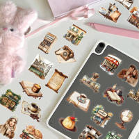50PCS Pegatinas Creativas De Café Retro Para Teléfono Móvil Maleta Patines Altavocesvasos De Agua PET - details 7