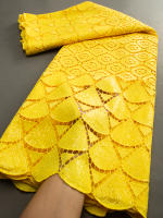Tela De Encaje Africano Guipure Con Lentejuelas Soluble En Agua Para Mujer Vestidos De Boda Y Fiesta TY3607 100% Poliéster 120CM - details 23