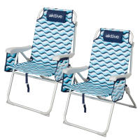 Aktive - Pack 2 sillas de playa XL plegables, aluminio y poliéster, 5 posiciones, antivuelco, asas mochila, bolsillos, color azul, modelo Aruba - details 0
