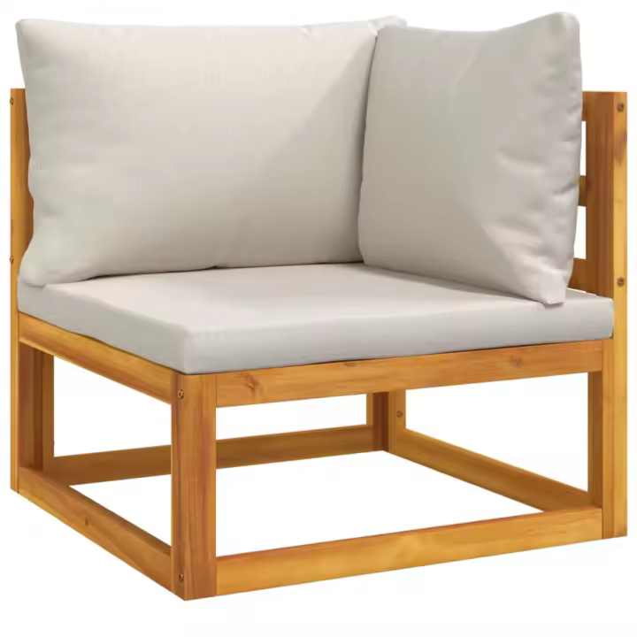 Sofá esquinero modular 2 UDS Madera Acacia y revestimientos gris Claro - 1