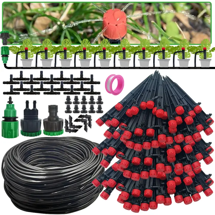 Kit De Riego Por Drip Automático Para Jardín 1/4'' 13CM Regadío Para Bonsái Maceta Flor Vegetal Invernadero Material Plástico - 1