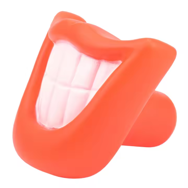 Juguete para masticar con sonido chirriante para perros y cachorros, sonrisa grande, labios y dientes, Rojo - 1