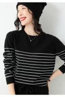 Suéter De Punto Para Mujer 2025 Estilo Oficina Lady Con Rayas Cuello Redondo Manga Larga Suéter Caliente Y Suave Para Todas Las Estaciones - details 17