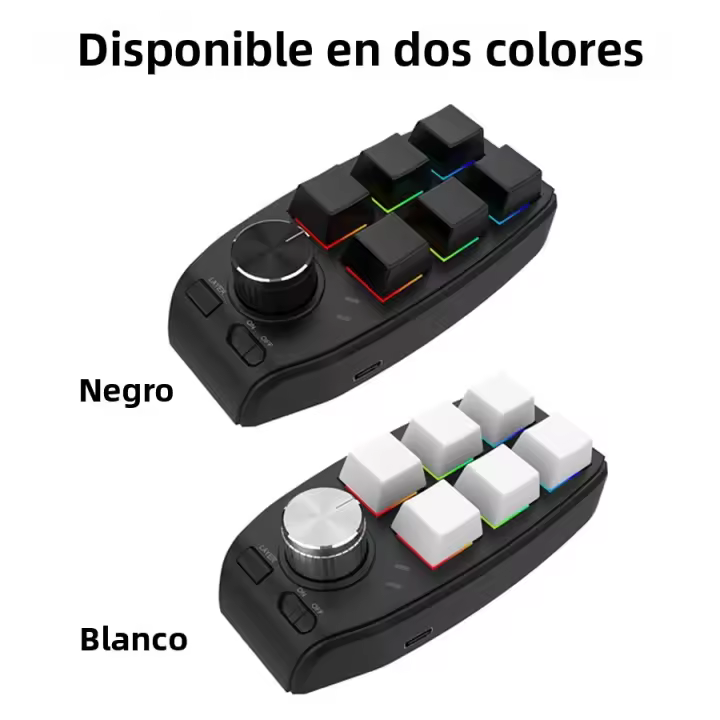 Teclado Mecánico Mini Con Bluetooth RGB 6 Teclas Botón De Copia Y Pegado Teclado Gaming Con 1 Engranaje Personalizable Hotswap Para Mac Y PC - 1