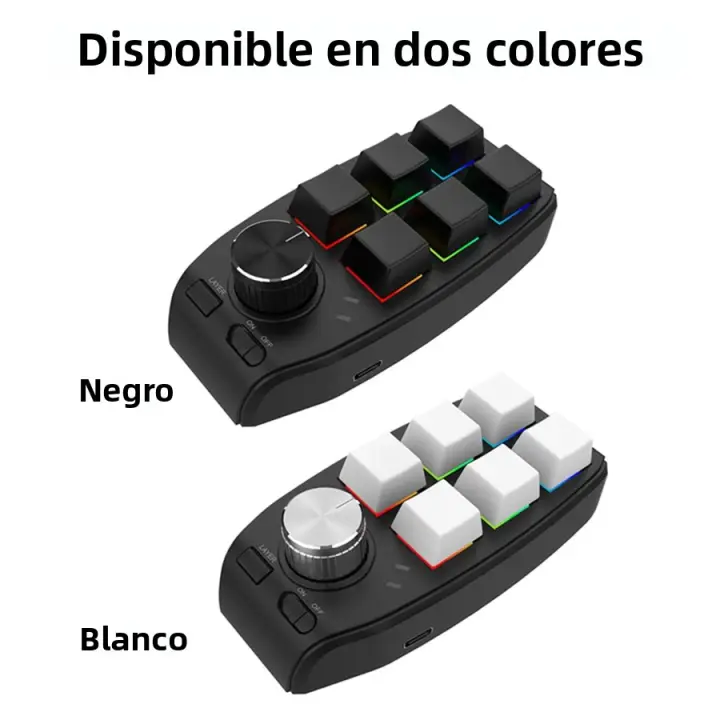 Teclado Mecánico Mini Con Bluetooth RGB 6 Teclas Botón De Copia Y Pegado Teclado Gaming Con 1 Engranaje Personalizable Hotswap Para Mac Y PC - 1