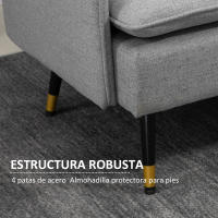 HOMCOM Sofá de 2 Plazas Moderno Sofá de Salón Tapizado en Poliéster con 4 Cojines Reposabrazos y Patas de Acero para Dormitorio Oficina Carga 240 kg 139x68x80 cm Gris - details 4
