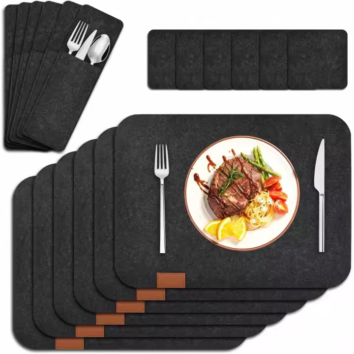 Juego de 18 Manteles Individuales de Fieltro, Placemats for Dining Table 41x30 cm, Salvamanteles Individuales Resistentes al Calor Salvamanteles, Mantel Individual para Cocina y Comedor - 1