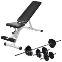 vidaXL Banco de entrenamiento con juego de pesas y mancuernas 30,5 kg - details 0