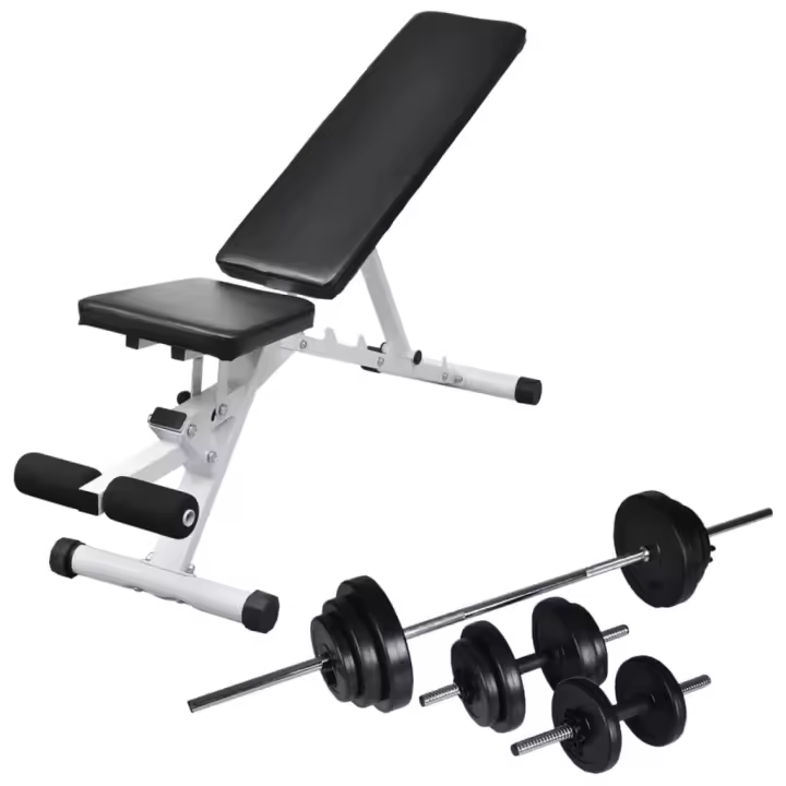 vidaXL Banco de entrenamiento con juego de pesas y mancuernas 30,5 kg - 1