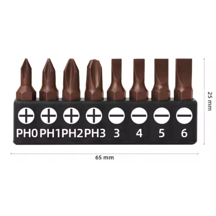 Juego De 8 Piezas De Puntas De Destornillador Mini S2 25mm Cruz Hexagonal Torx Con Soporte De Billetera Aleación De Acero Para Herramientas De Reparación Y Mantenimiento - 1