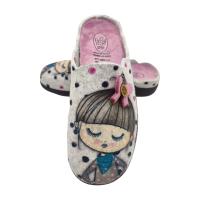 Zapatillas de casa mujer  cómodas, flexibles, ligeras y gran confort , Marca Flossy con plantilla extraíble y suela perfumada , antideslizante , fabricadas en España ,material de fieltro, con bonita ilustración de niña - details 2