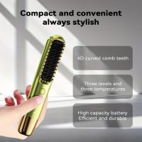 Planchas del pelo，Alisador de pelo eléctrico, verde oliva con acentos dorados rosados, herramienta de alisado cerámico con 3 ajustes de temperatura, batería de litio recargable USB de 4000mAh, estilizador de pelo portátil de 22W, regalo ideal para mujeres - details 4