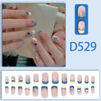 Uñas artificiales cuadradas con diseño de cristal brillante, uñas artificiales de cobertura completa para bricolaje en el hogar, Kit de manicura - details 3