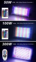 Lámpara De Inundación LED RGB 50W 100W 300W Con Control Remoto IP65 Impermeable Para Exteriores Certificación CE FCC CCC Uso Multifuncional - details 6