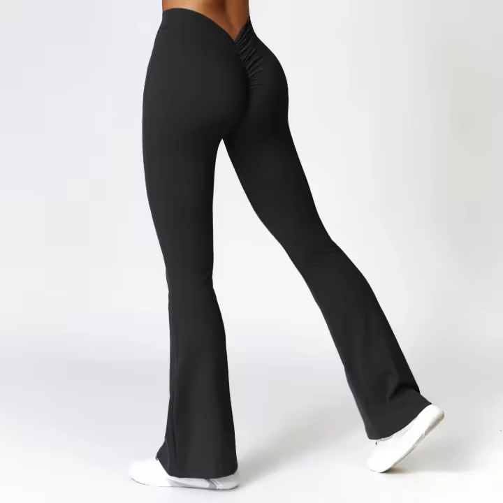 Pantalones de Yoga en forma de V para Mujer, Leggings acampanados de Belta Alta, pierna Ancha, Gimnasio, fitness, deportes, pantalones de baile - 1