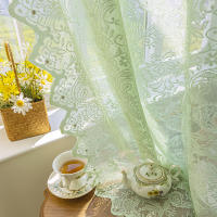 Cortina De Encaje Blanca Con Bordado Floral Transparente Para Sala De Estar Decoración De Ventanas Y Puertas Estilo Romántico Y Lindo - details 12