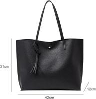 Bolso de mano para mujer, bolso de mano negro para mujer, bolsos para mujer de cuero suave, gran capacidad, impermeable - details 0