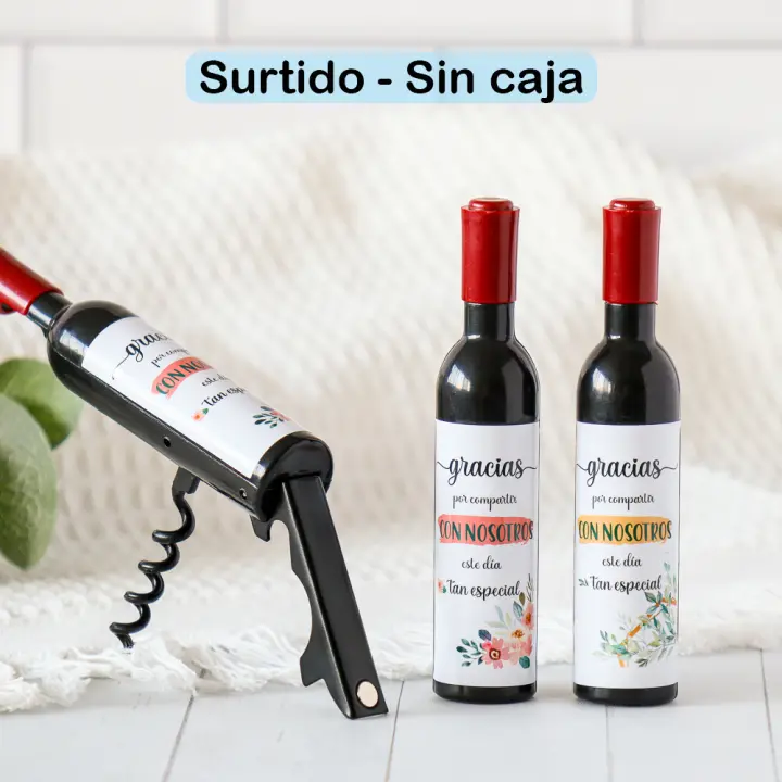 Regalantes.com Pack de 12 a 42 Unidades de Sacacorchos y Abridor de Botella con Etiquetas de Hojas y de Flores - Opción Caja - 1