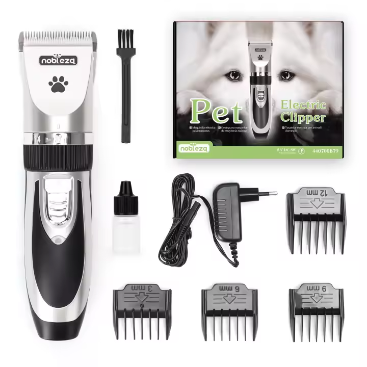 Nobleza - Cortapelos para Perros Profecional Mascotas Set Mquina Cortar Pelo Sin cable y Recargable para Mascotas Pequeas Medianas y Grande Plateado - 1