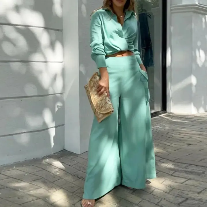 Verde 2024 INS Estilo Temperamento Conmutador Tendencia Camisa de Moda Traje Casual - 1