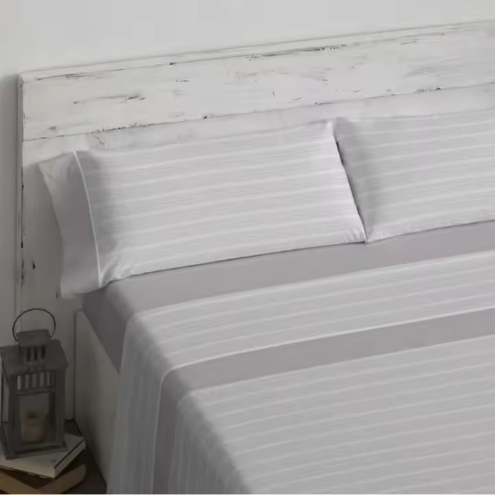 Juego de Sábanas Burrito Blanco Diseño 607 Gris 100% Algodón - 1