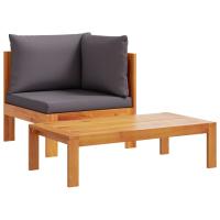 vidaXL Sofás de jardín 2 pzas con cojines madera maciza acacia Crema, Gris oscuro, Conjunto Terraza Muebles Jardín Exterior Juego de Muebles de jardín Mueble Jardín Exterior Muebles de Salon Exterior - details 0