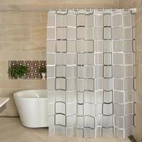 Cortina De Ducha De Baño Impermeable PEVA Moderna Con Patrón Geométrico Y Cuadros Estilo Rústico Decoración Familiar Translúcida - details 5