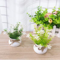 Mini Plantas Simuladas En Maceta Pequeñas Decoración Para El Hogar Plástico BONSAI Verde Artificial Pack De 1 O 2 - details 6