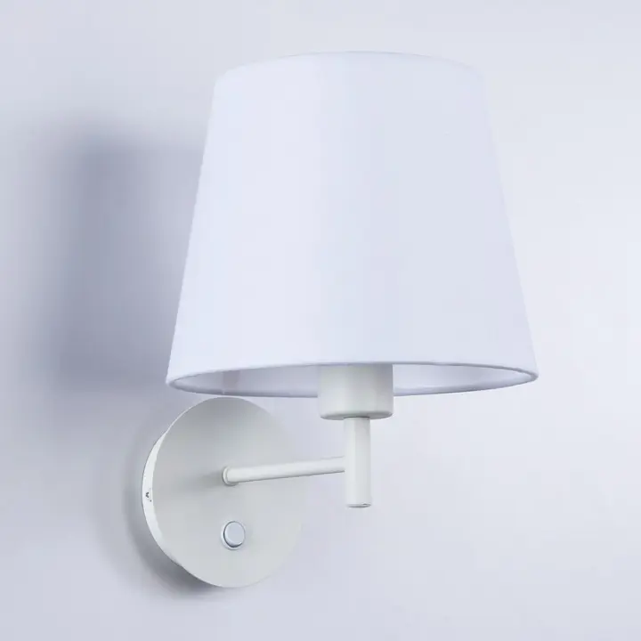 ALPINALUZ Aplique de Pared con Pantalla Textil e Interruptor "BONA"-E27 para Cabecera, Dormitorio, Hotel, Hostal - 1