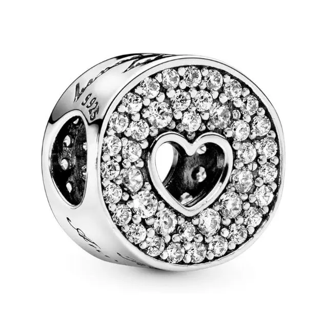 Pandora Mujer de Charm Plata 925 con Circonita Blanco - 791977 CZ, Viene con paquete de Caja De Regno original. - 1