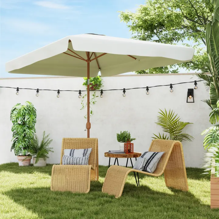 Outsunny Sombrilla de Terraza Exterior 300x200 cm Parasol de Terraza Exterior con Ángulo Ajustable Mástil de Aluminio Manivela y Protección UV 50+ Sombrilla para Jardín Patio - 1