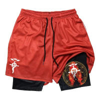 Shorts De Gimnasio Anime Fullmetal Alchemist Para Hombres 2 En 1 Compresión Con Bolsillos 5 Pulgadas Secado Rápido Running Fitness - details 13