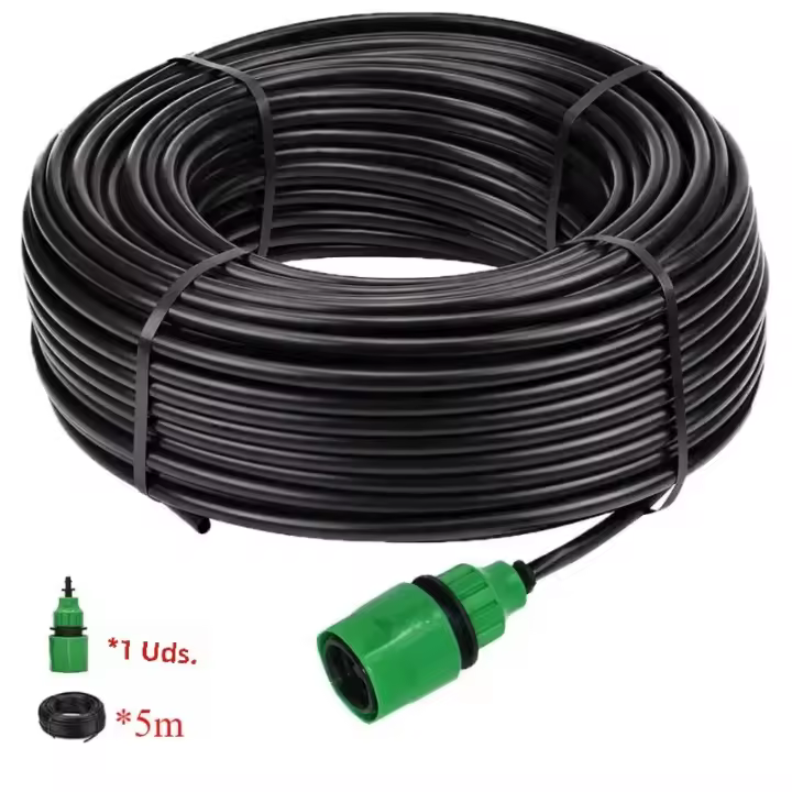 Juego De Riega Jardín DIY Con Tubo De PVC 5-50m 4/7mm Micro Riego Con Reguladores Ajustables Y Herramienta De Agujero - 1
