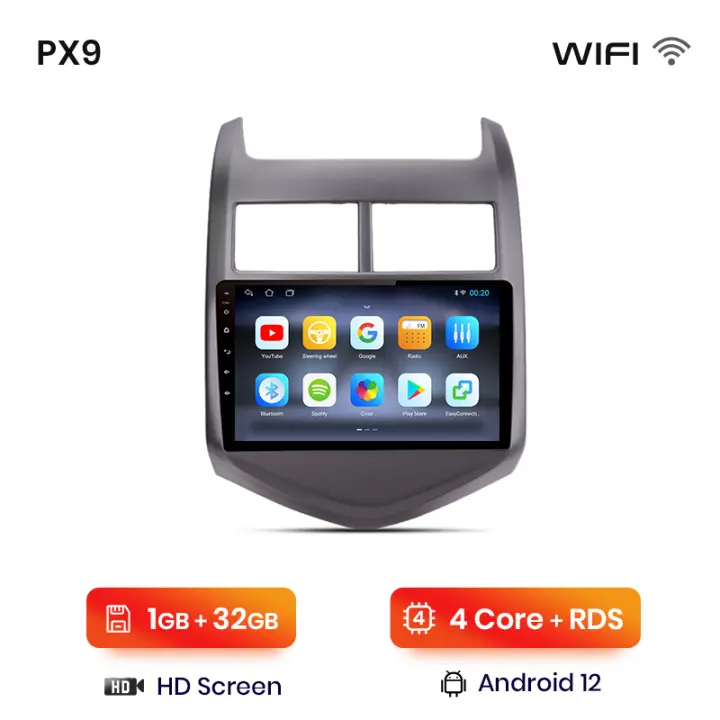 AWESAFE inalámbrico CarPlay Android Auto Radio para Chevrolet Aveo 2 Sonic T300 2011 2012 2013 2014 2015 coche reproductor multimedia GPS 2 din autoradio volante controles RDS Bluetooth - 1