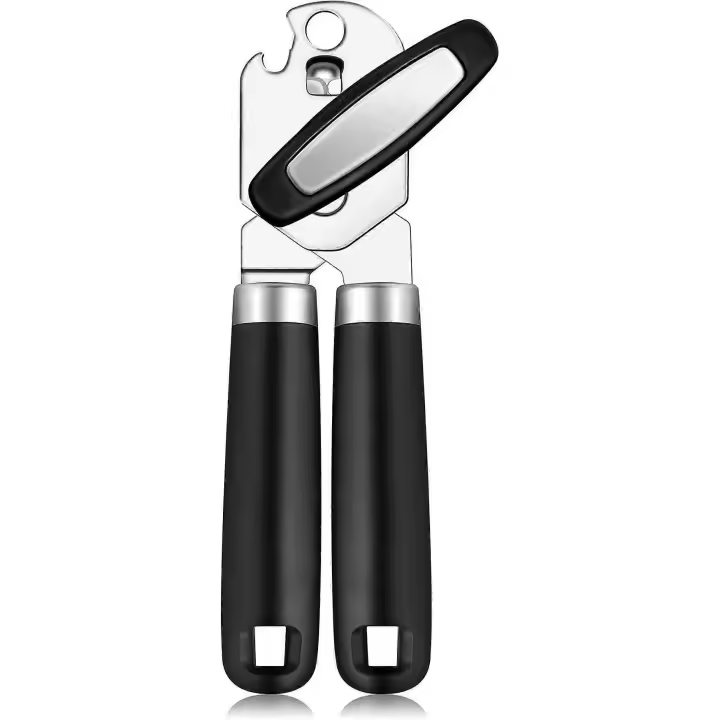 Abrelatas manual de mano fuerte abrelatas manual corte de borde liso, abrelatas resistente, Abrebotellas incorporado, negro 19,4*5,9*5,3 cm - 1