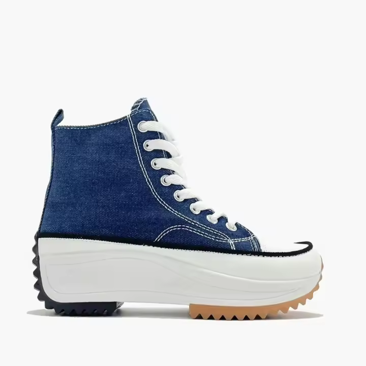 Zapatilla vaquera tipo botin con plataforma | Zapatillas deportivas abotinadas para mujer en tejido vaquero - 1
