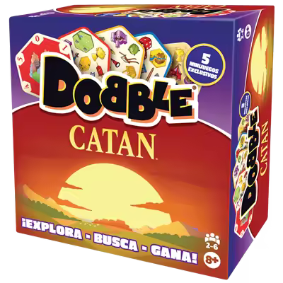Asmodee Dobble Catan - Juego de Cartas - Juego de Cartas Infantil de Acción y Reflejos para Adultos y Niños - De 2 a 8 Jugadores - 15 Minutos por Partida - En Español y Portugués - 1