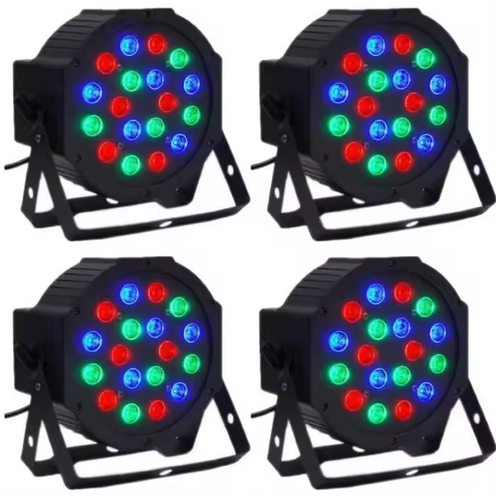 Paquete de 4 Luces LED para Fiesta, 18x3 W, RGB, DJ, PAR 64 DMX - 1