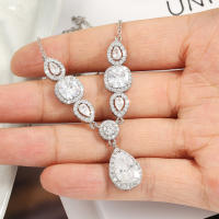 Collar De Boda Clásico Geométrico Con Zirconia Agua Caída Para Mujer Joyería De Novia Brillante Y Elegante Regalo - details 0