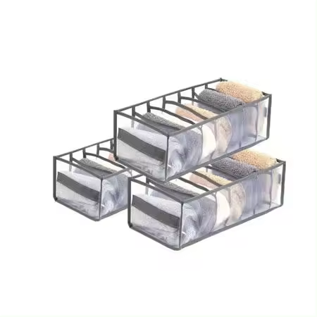 Set de 3 piezas Organizador Armario Ropa- [36X17X12]cm- con 7 Compartimentos para Ahorrar Espacio- Cajas Organizadoras para Pantalones, Camisetas, Toallas- Caja Organizadora Ropa con Separadores Flexible - 1